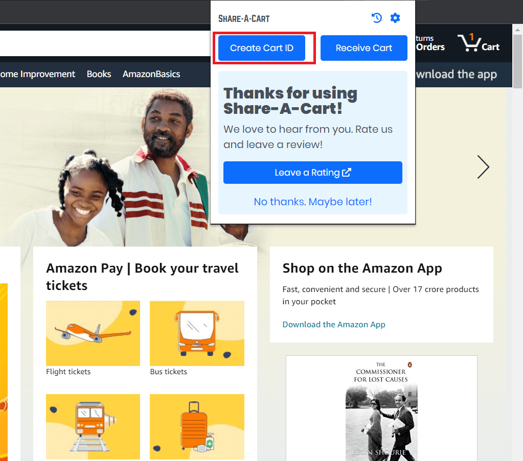 Share A cart "Create Cart ID" button