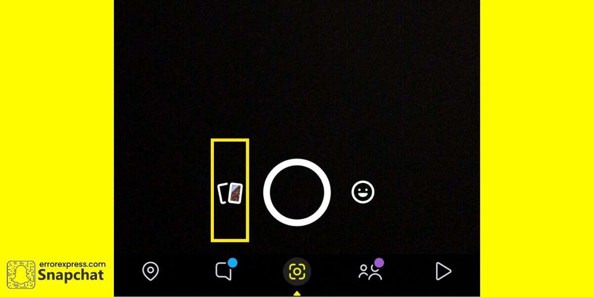 Step 2: Tap on the Memories icon. The Memories icon is on the left side of the shutter button