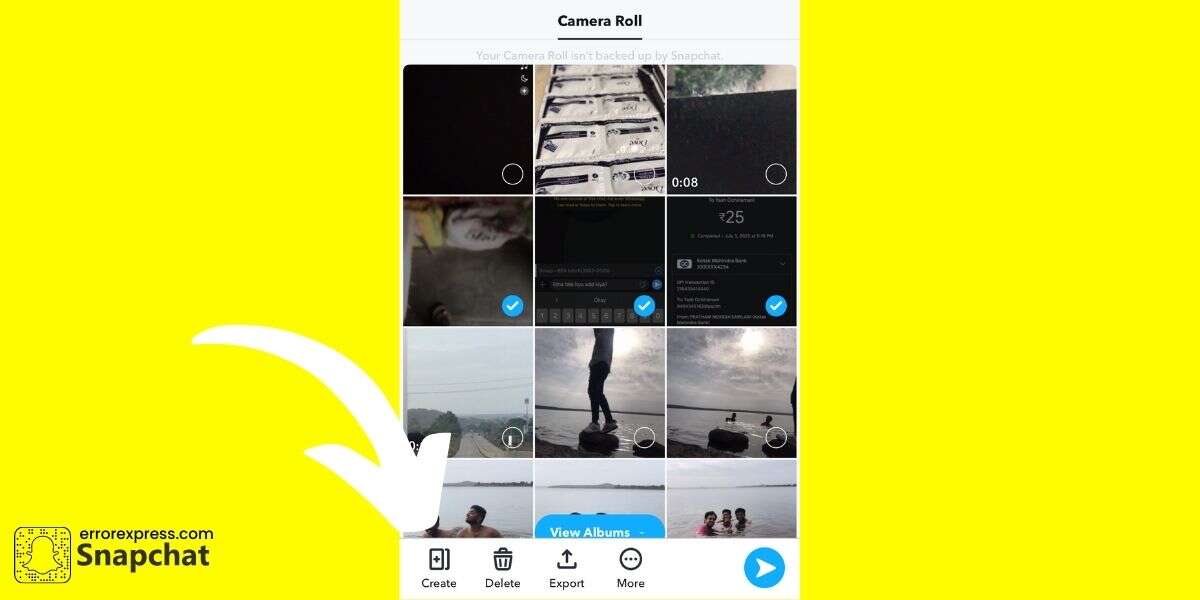 Step 5: Now tap on Create icon. Once you tap and hold two or more pictures you'll get create an icon, at the bottom.