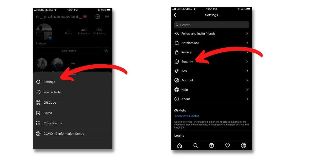 Tap on Settings > Security