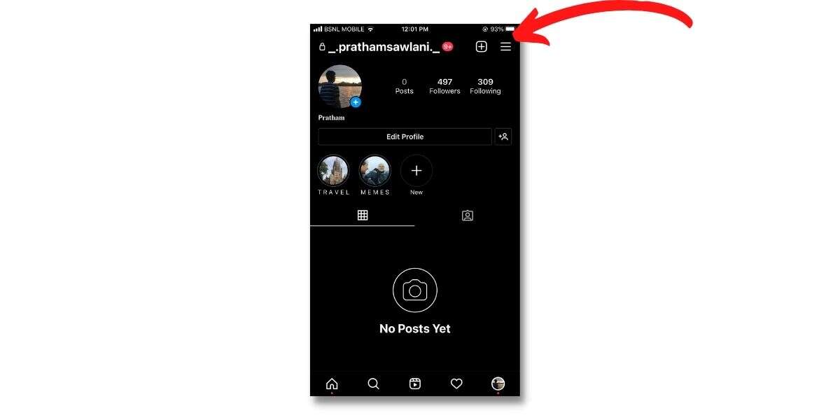 Tap on the three lines at the top right corner