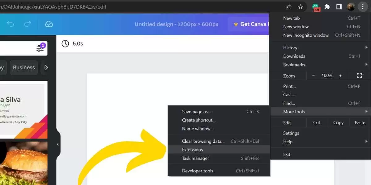Tap on Extension
