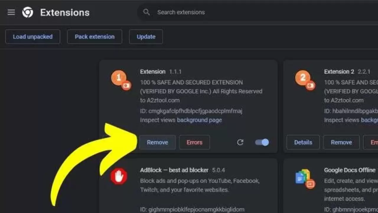 Extension remove