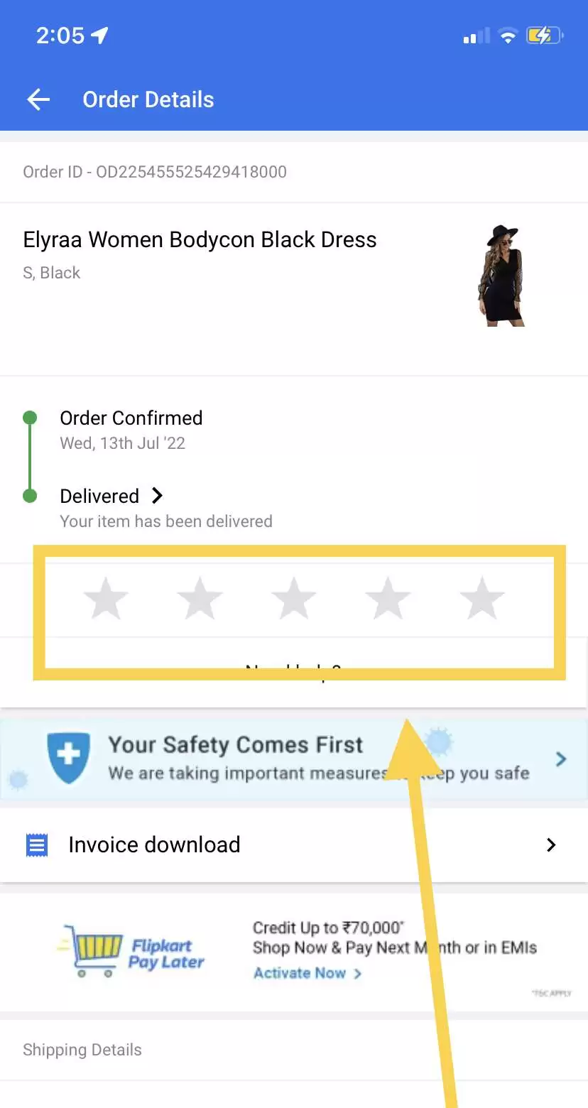 Flipkart Product Ratings Screen
