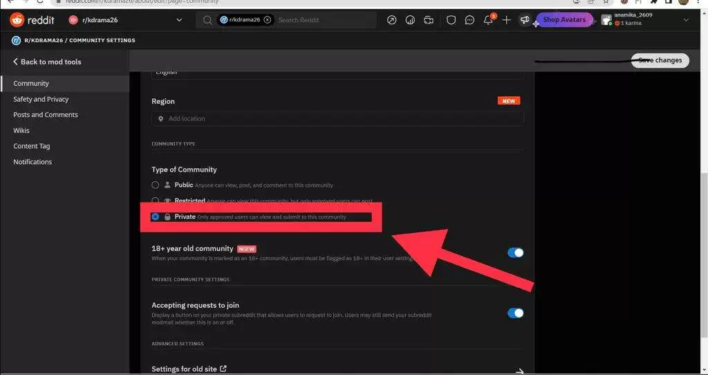 Reddit private option