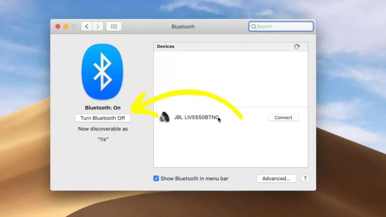 Turn ON the Bluetooth