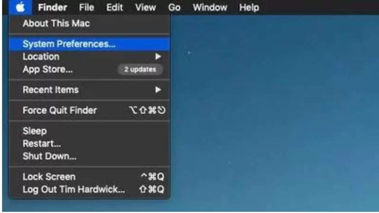 Apple icon> System Preferences