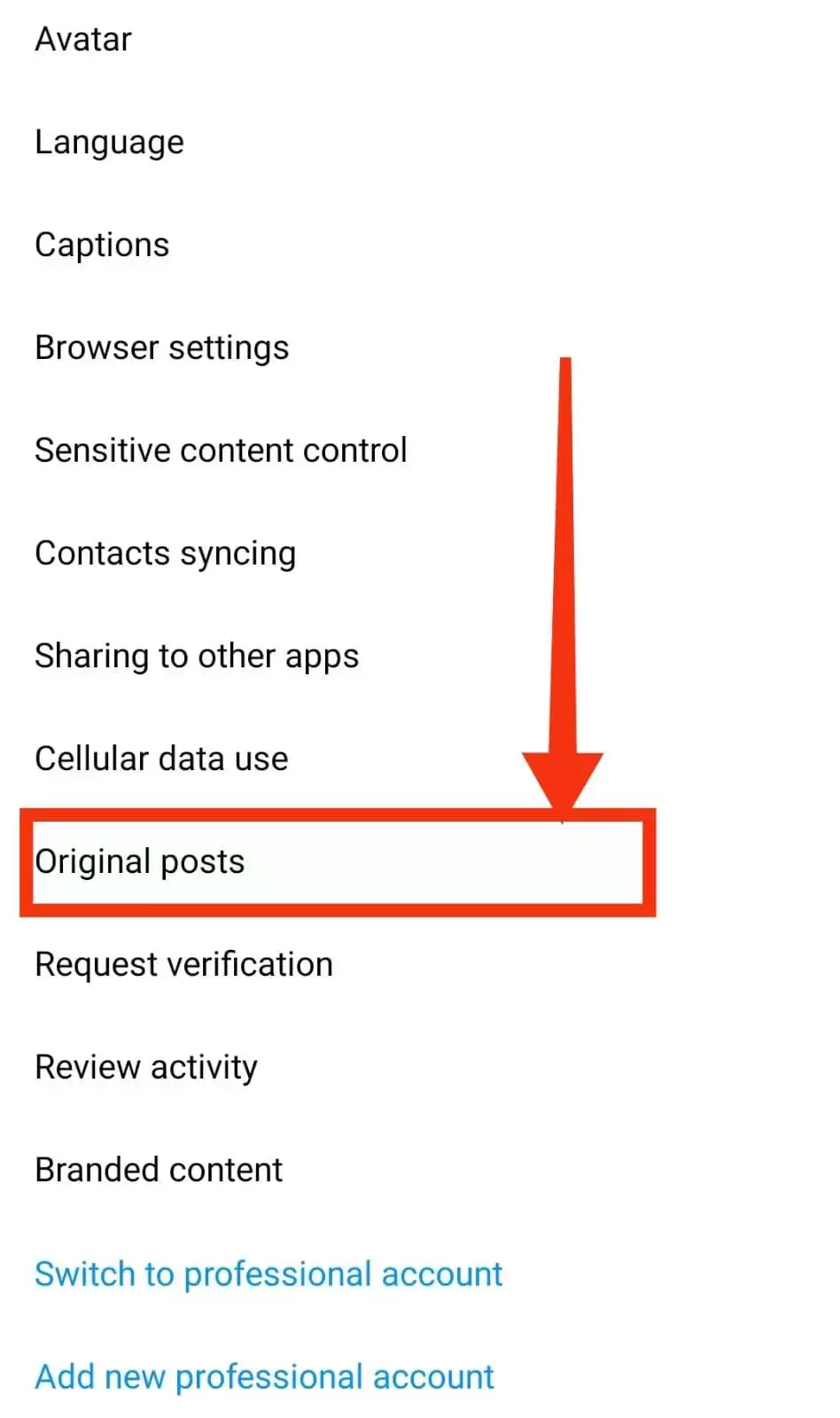 Tap on original post option - How To Stop Instagram From Saving Posts To Camera Roll