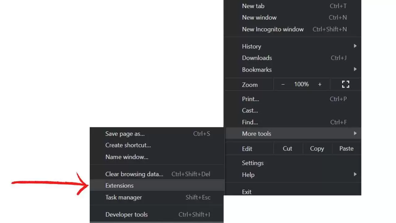 Chrome extensions option