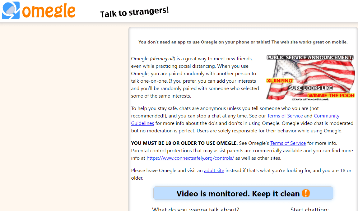 Launch omegle site on web browser