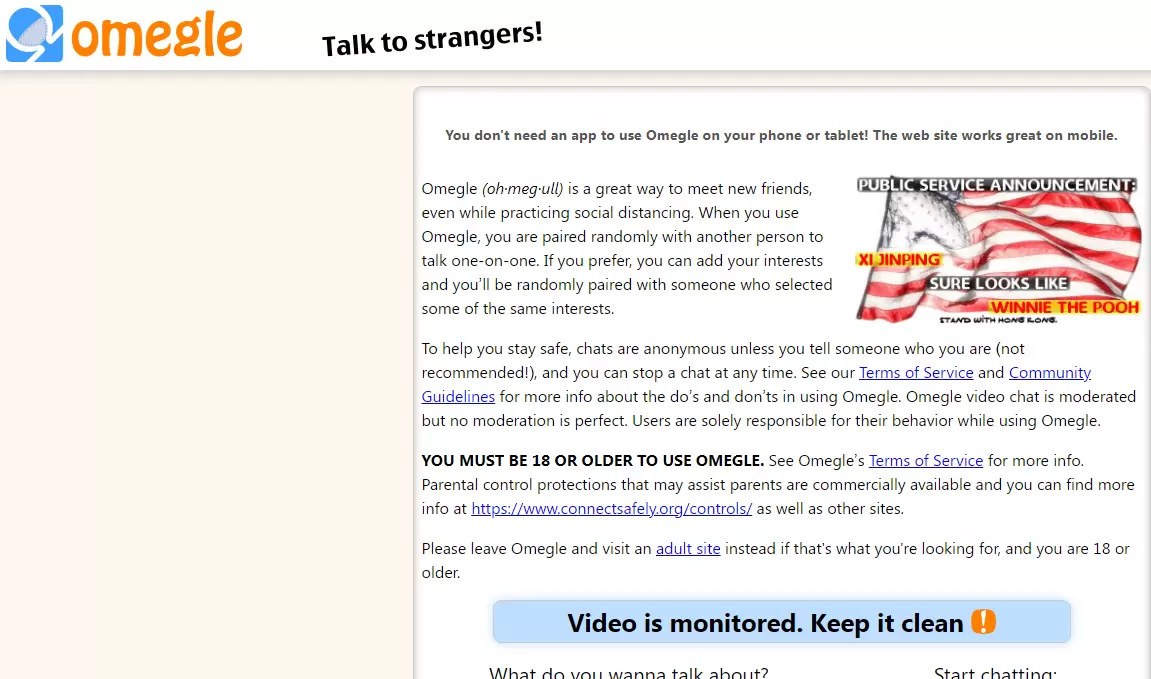 Launch omegle site on web browser