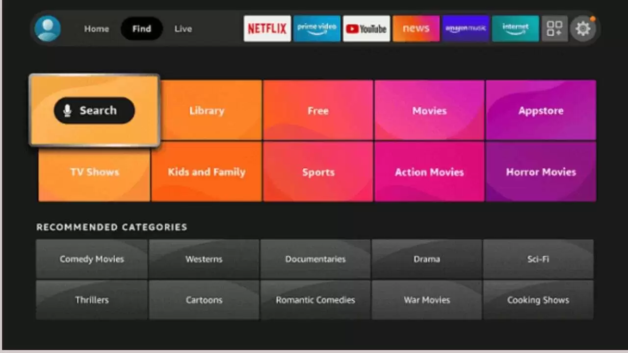 Select the search tile