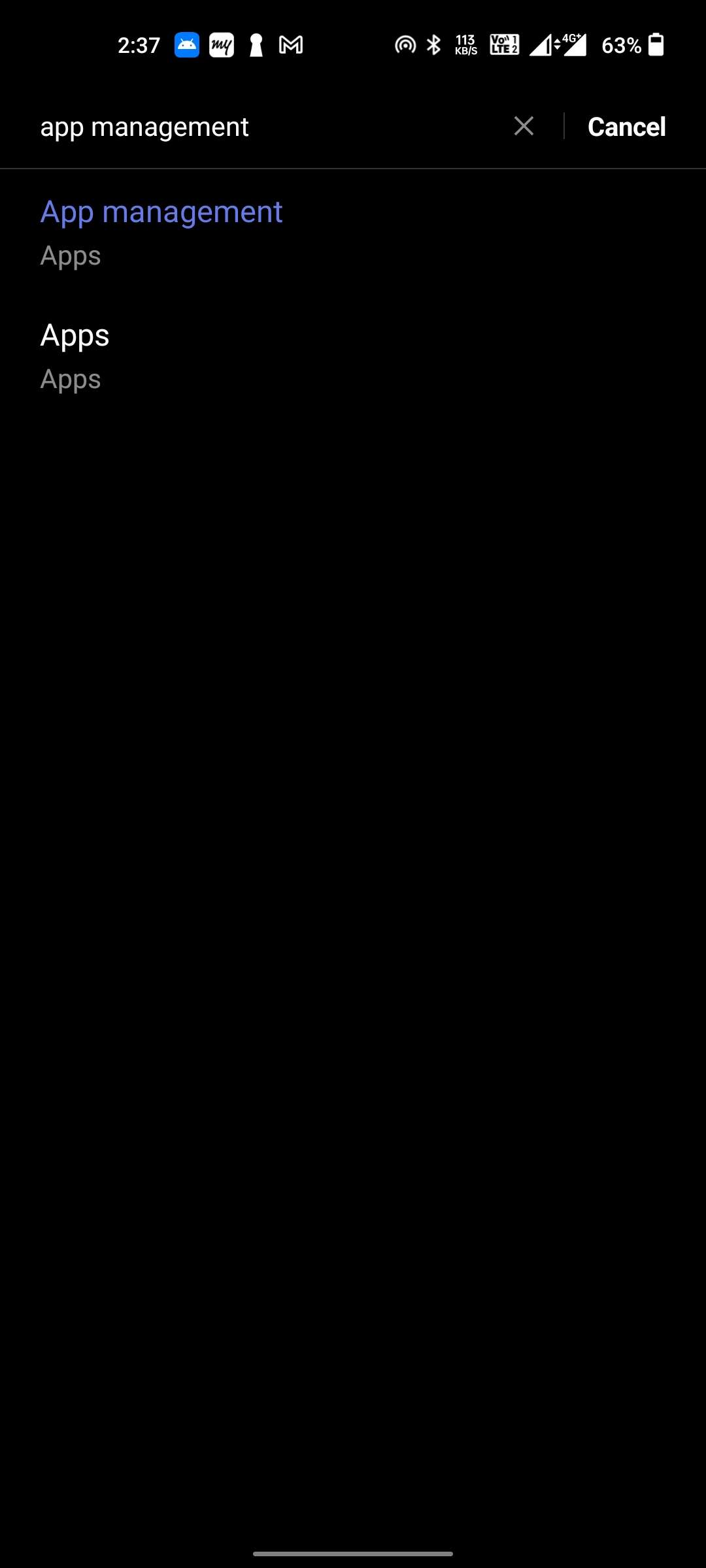 Find app management option on android 