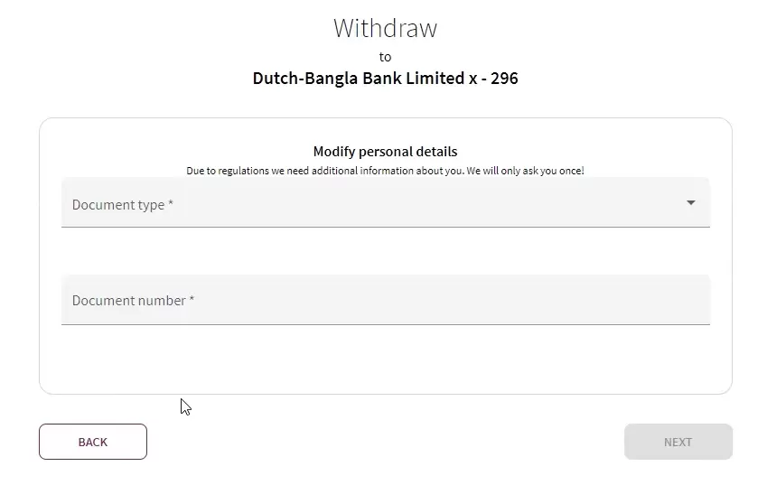 Identity verification page