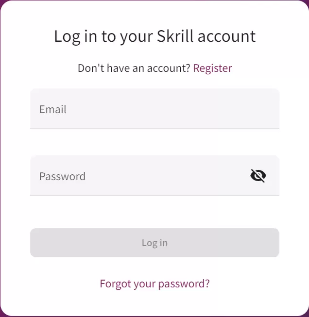 Skrill login account screen