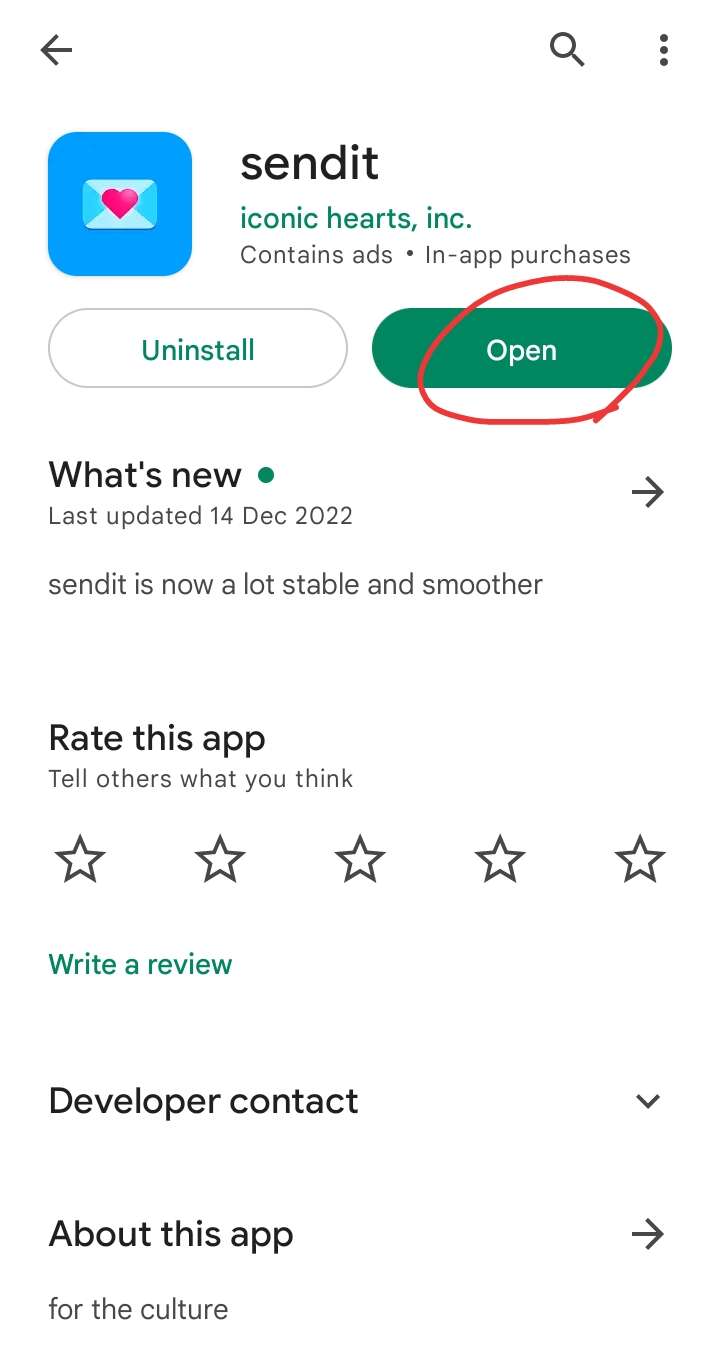 Sendit app open