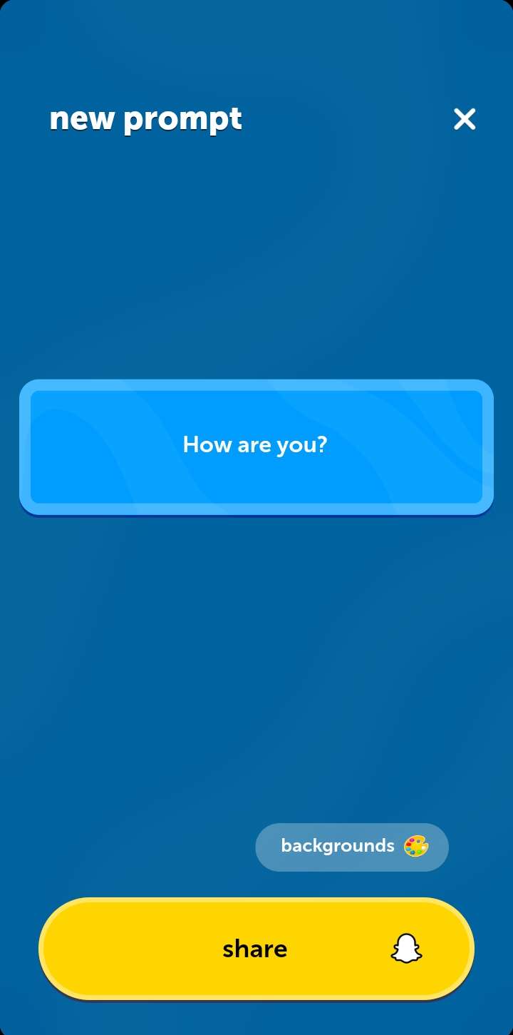 Select a question on the sendit app