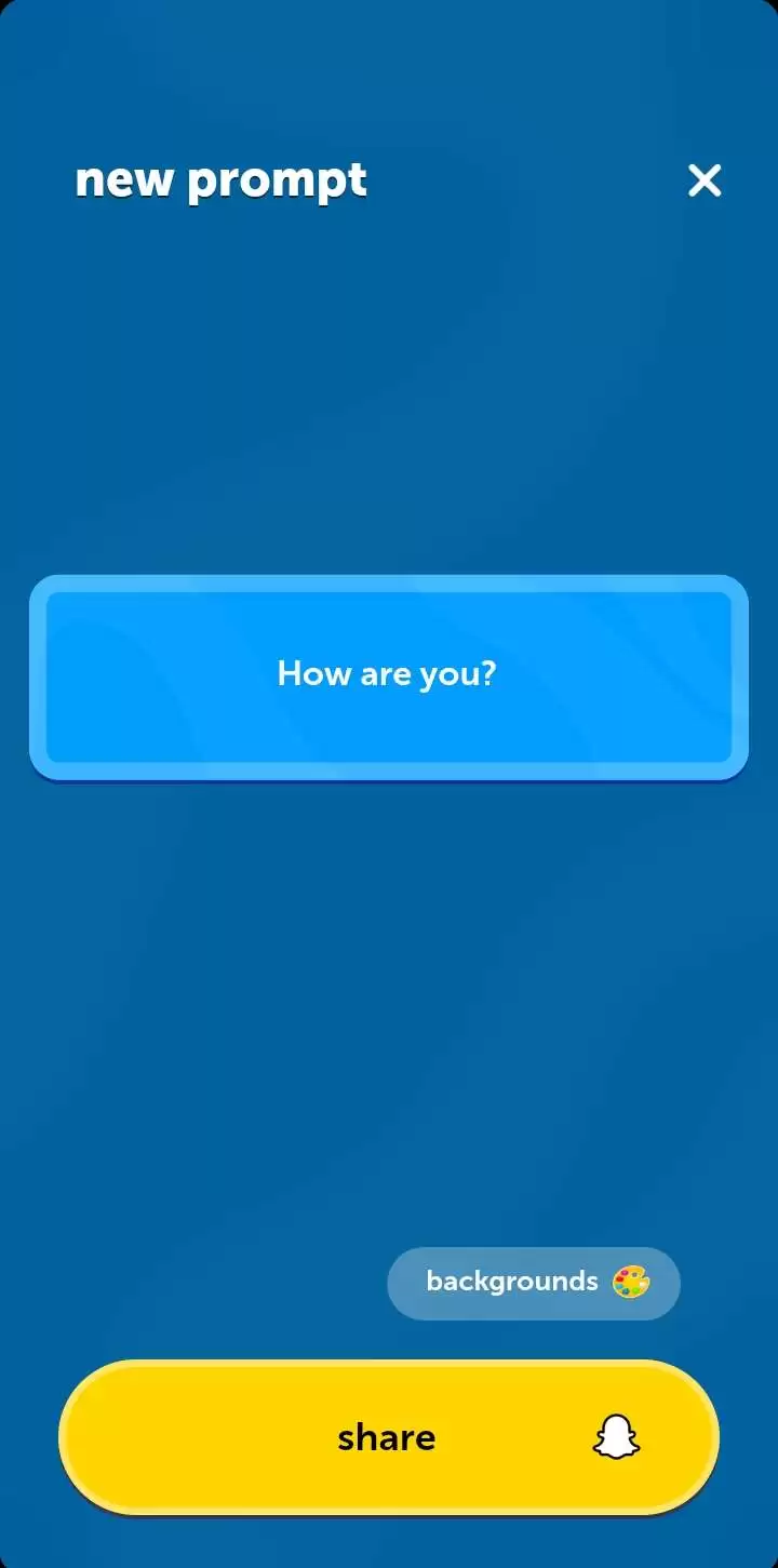 Select a question on the sendit app
