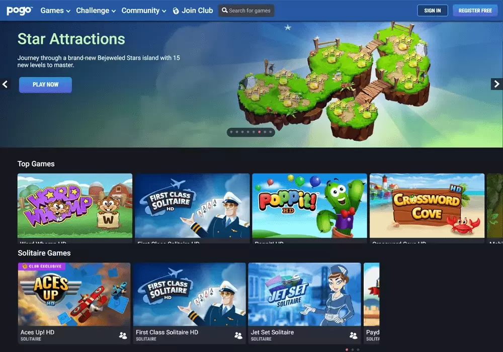 Pogo Online Gaming Website