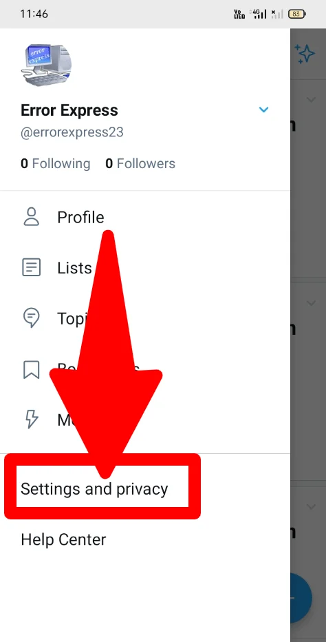 Twitter settings and privacy option
