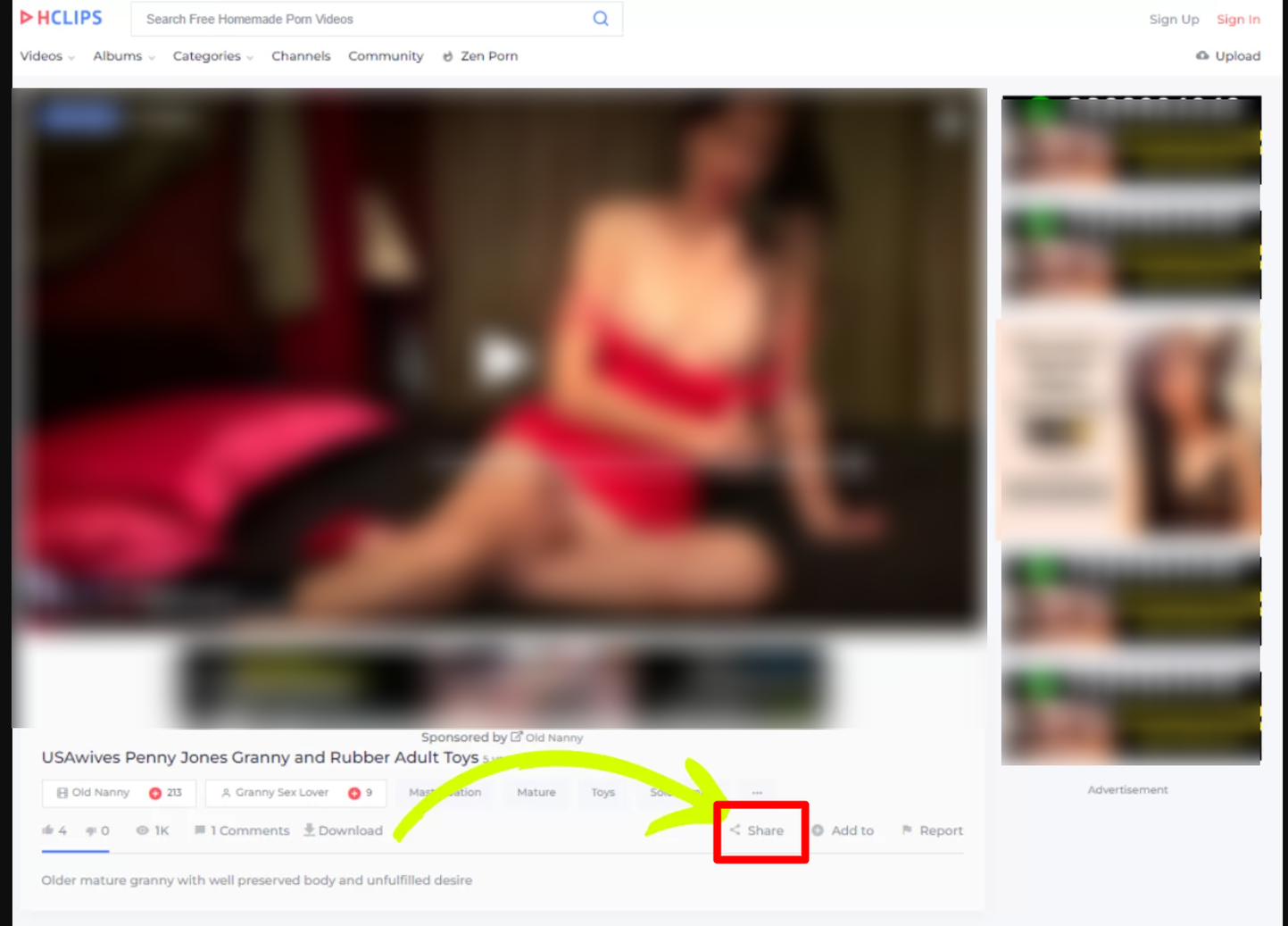 Hclips sample video download page