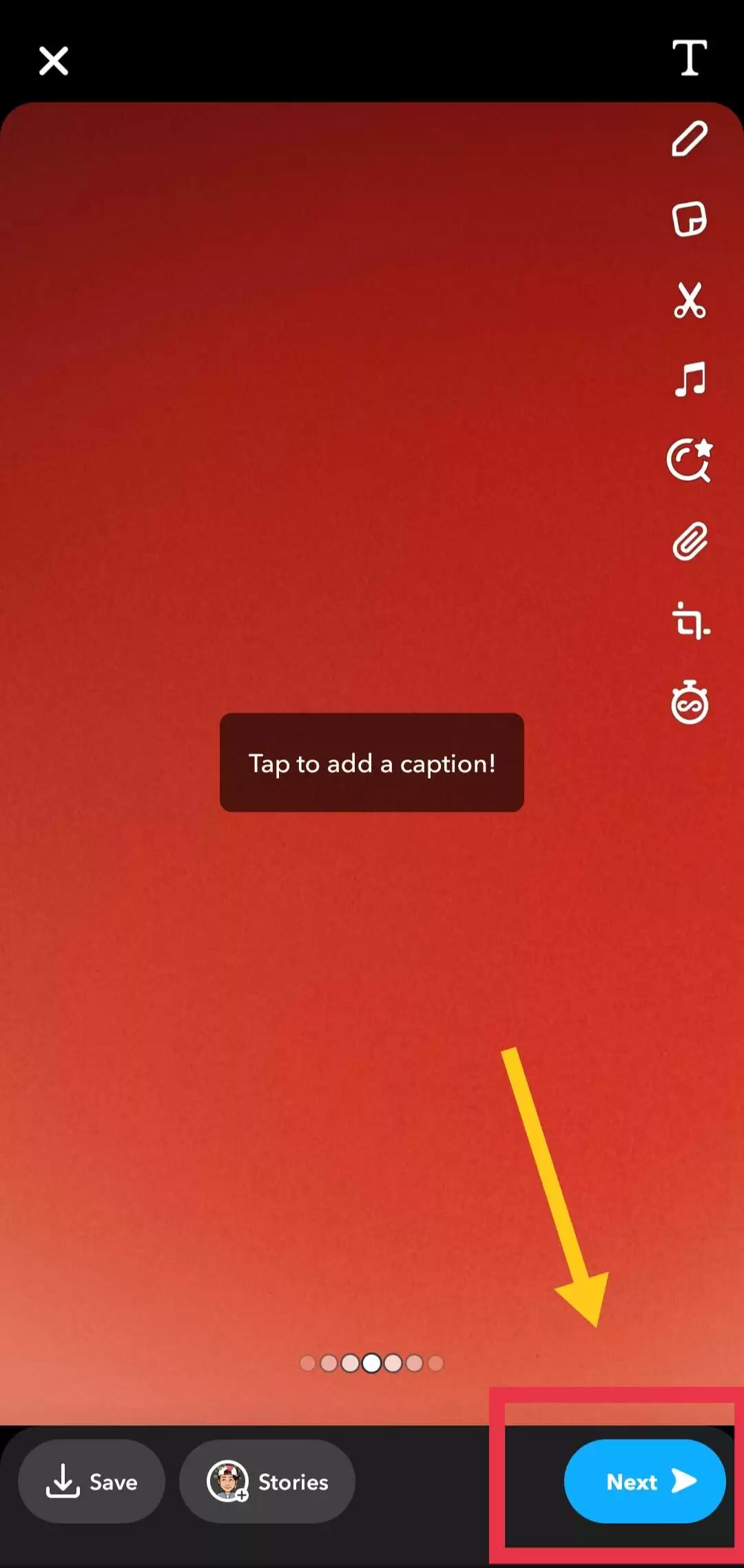 Snapchat "Next" button - How to get the Ring Light on Snapchat