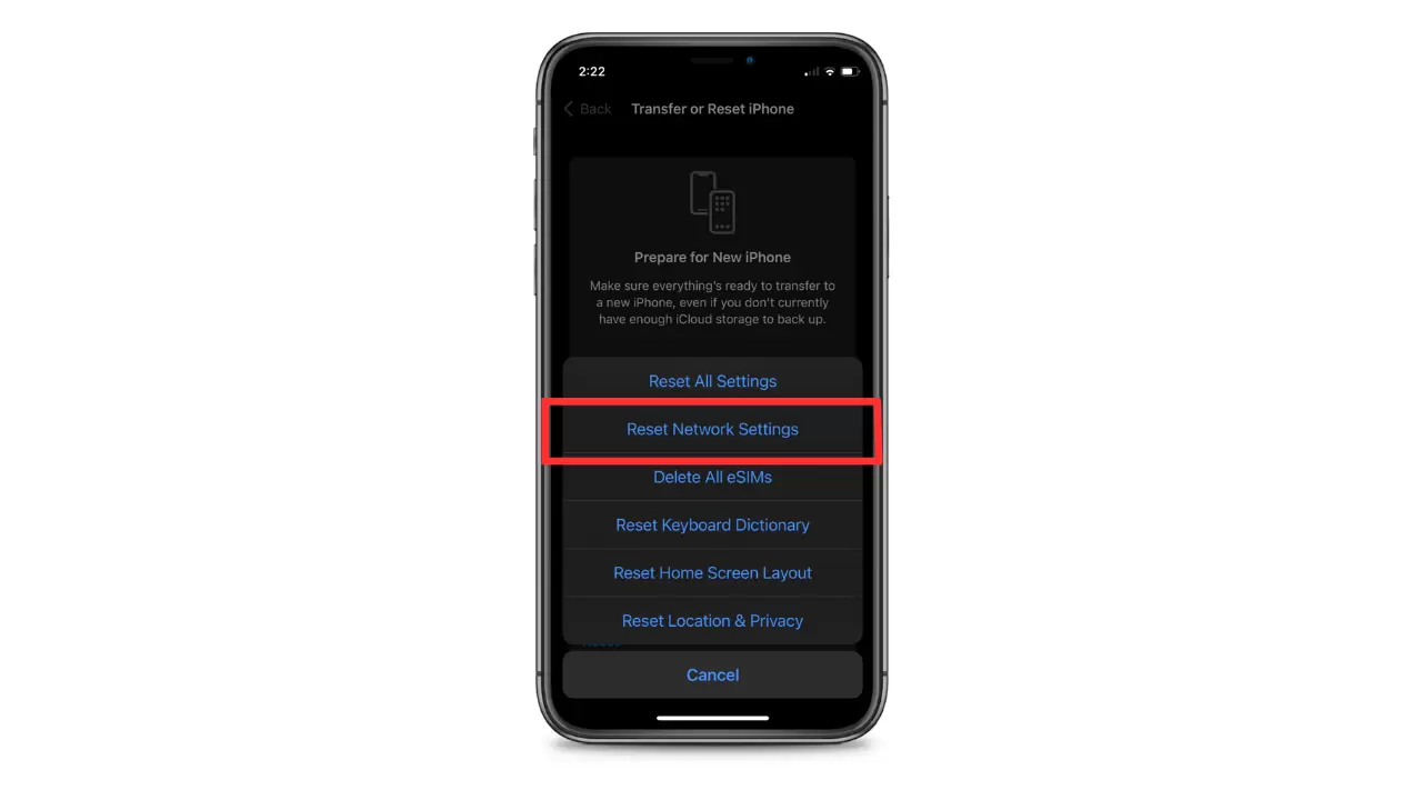 iPhone "reset network settings" option - iPhone won't Make or Receive Calls but Can Text