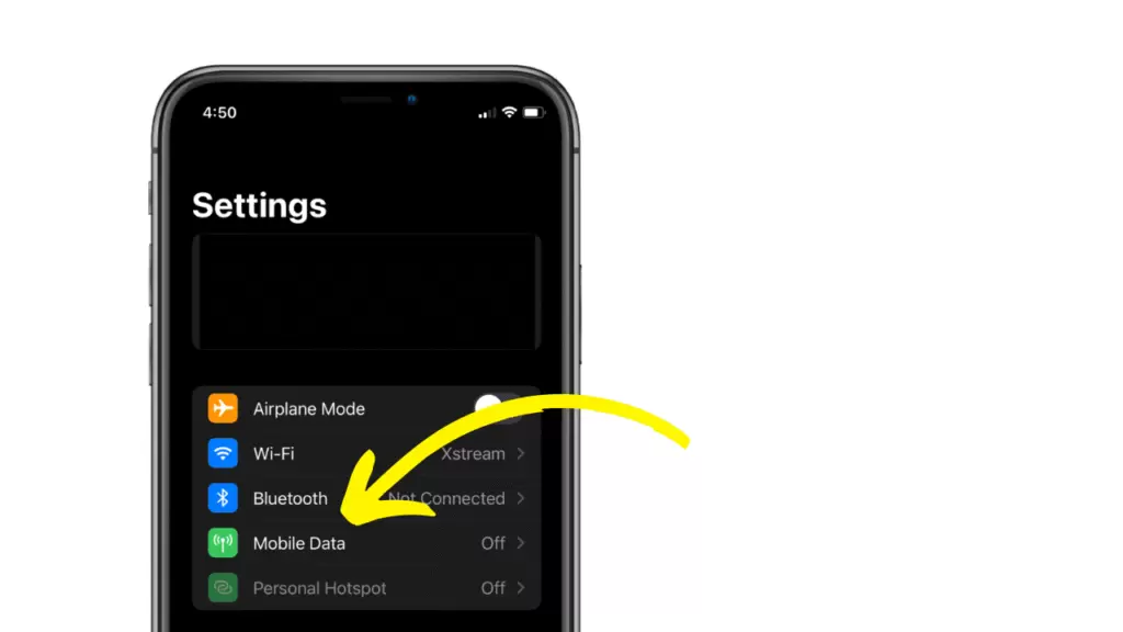 Iphone Settings -> Mobile Data option