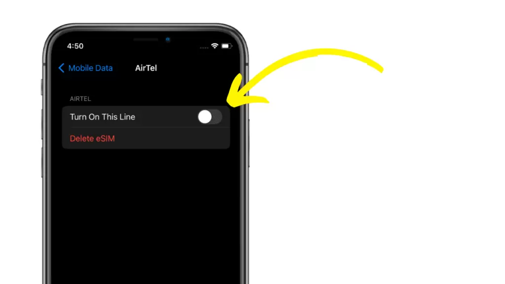 Again toggle ON - Turn On This Line option - iPhone won't Make or Receive Calls but Can Text