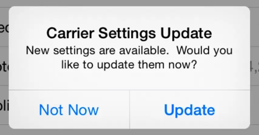 Carrier Settings Update option 