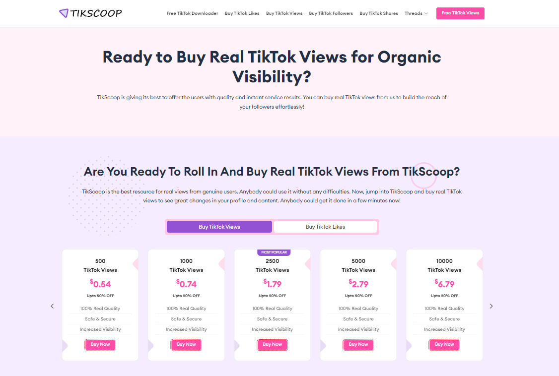 TikScoop Website To Buy TikTok Views
