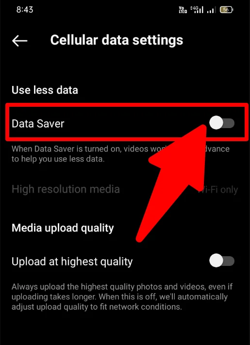 Turn off data saver - How To Stop Instagram From Scrolling To The Top Android
