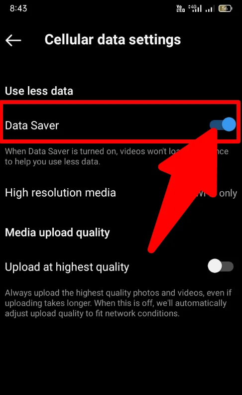 Enable Data Saver - How To Stop Instagram From Scrolling To The Top Android