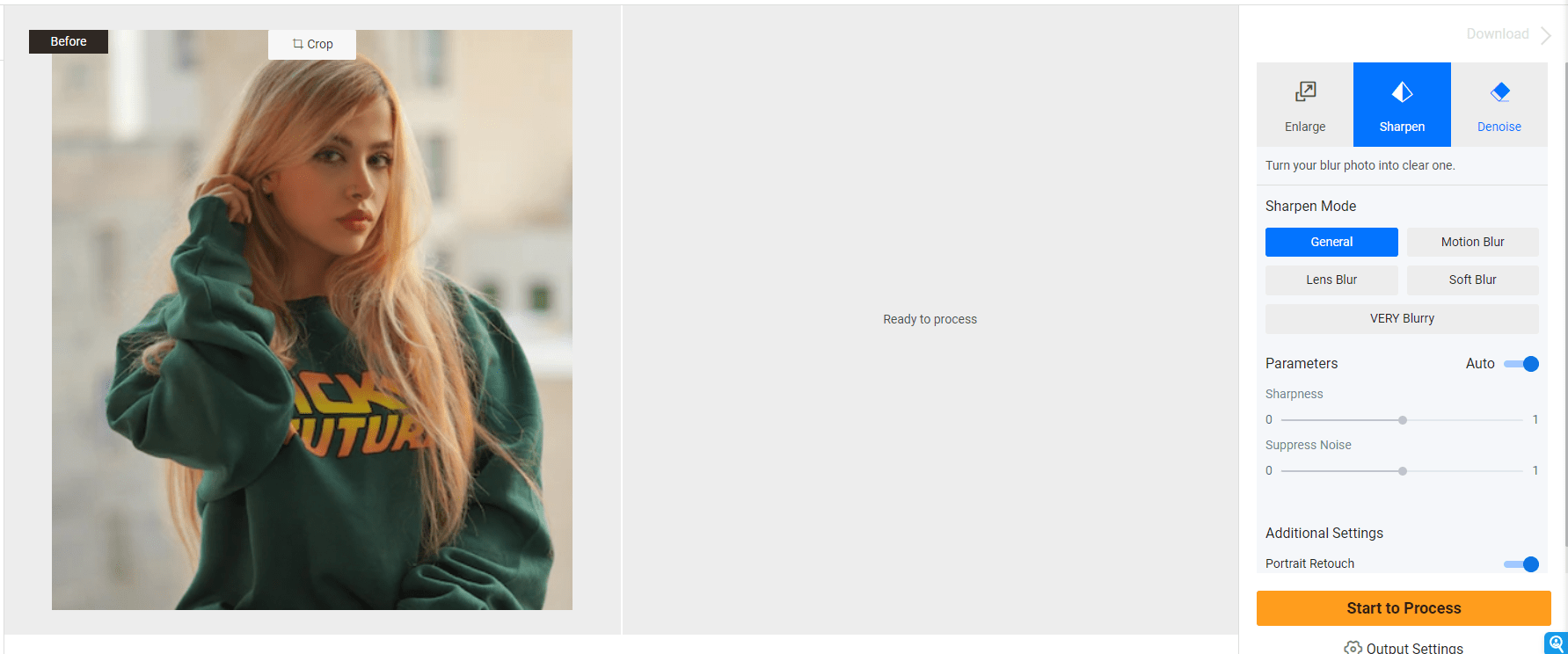 AI Image enhancer denoise, sharpen, or AI upscale your photo