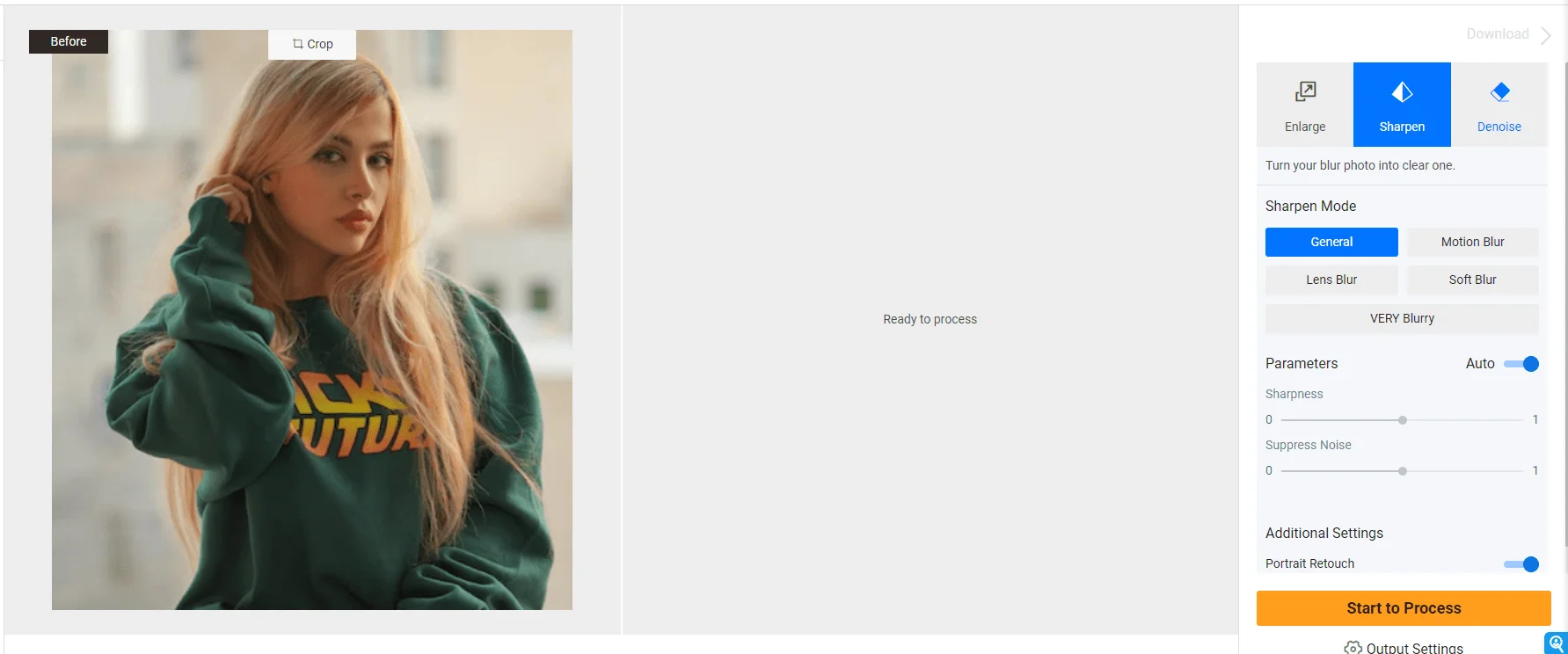 AI Image enhancer denoise, sharpen, or AI upscale your photo