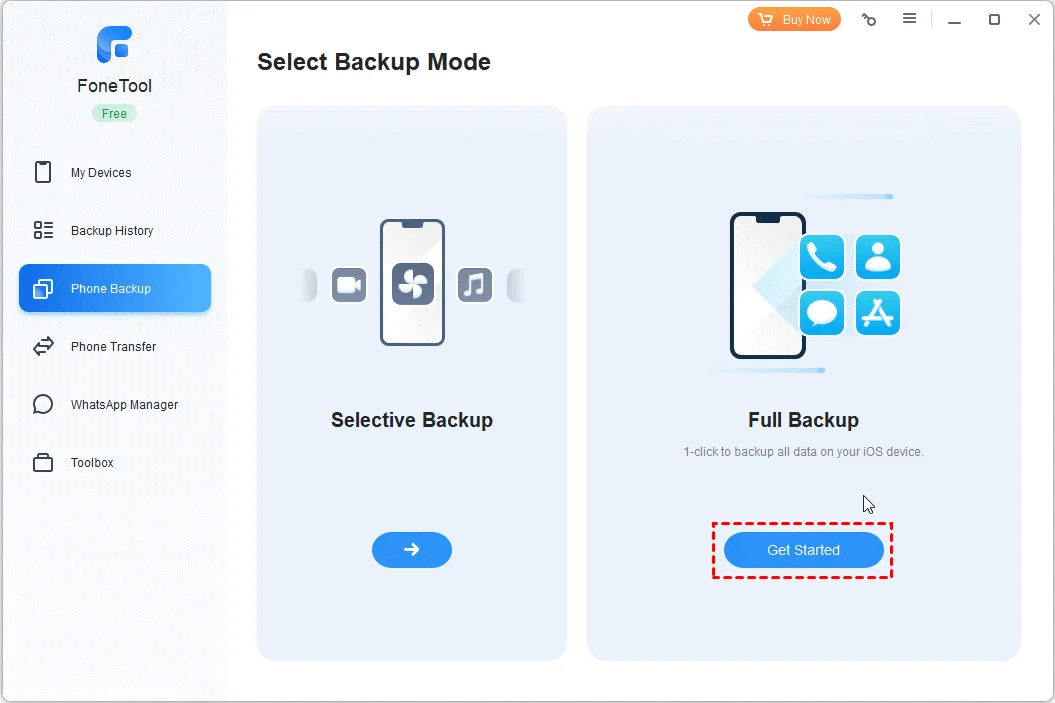Select Backup Mode