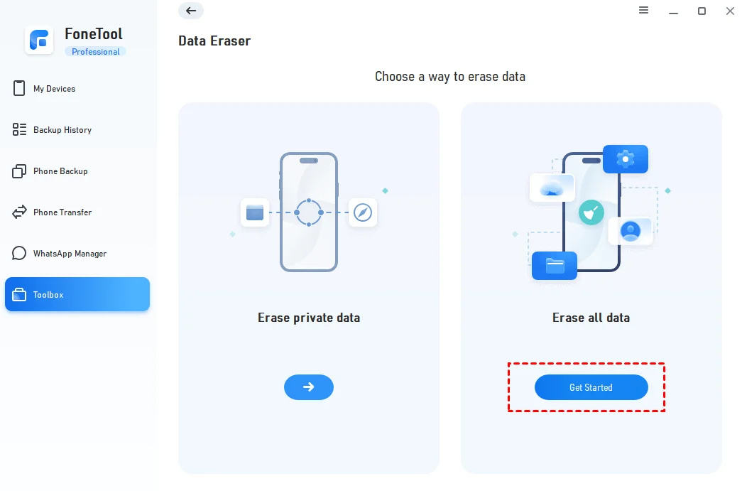 Erase all data option