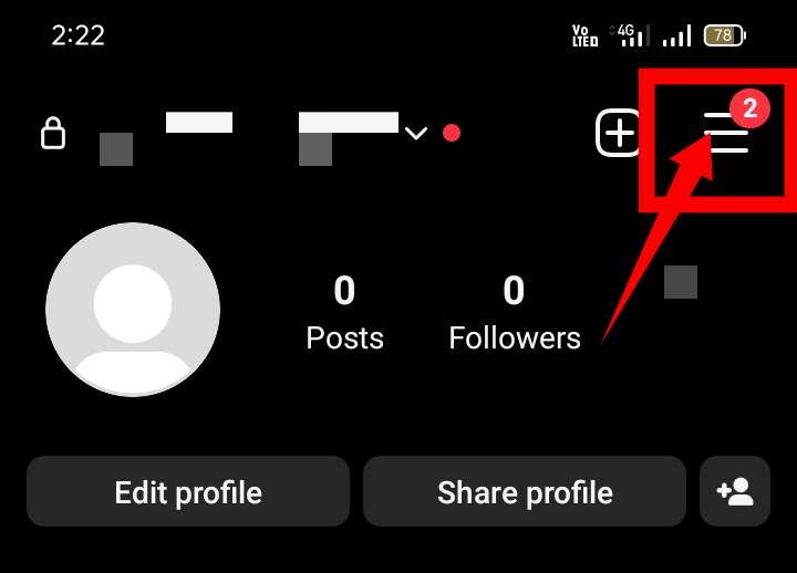 Instagram upper right corner three horizontal line