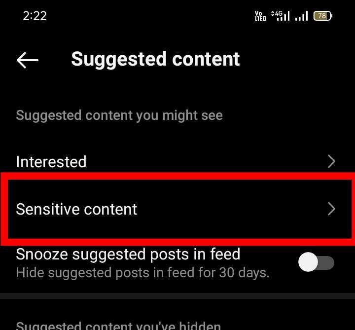 Instagram sensitive content option