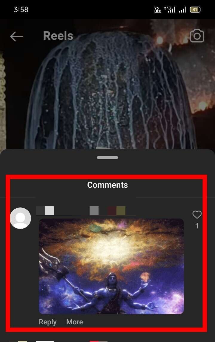 Comment GIF images in Instagram post