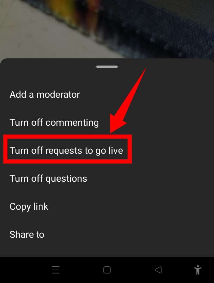 turn off requests to go live option