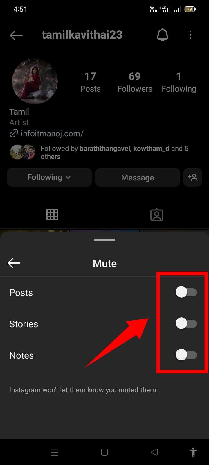 Unmute Instagram profile