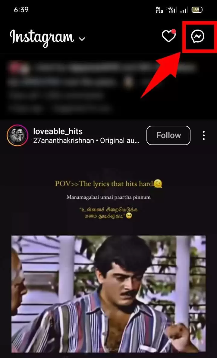 Instagram messenger option