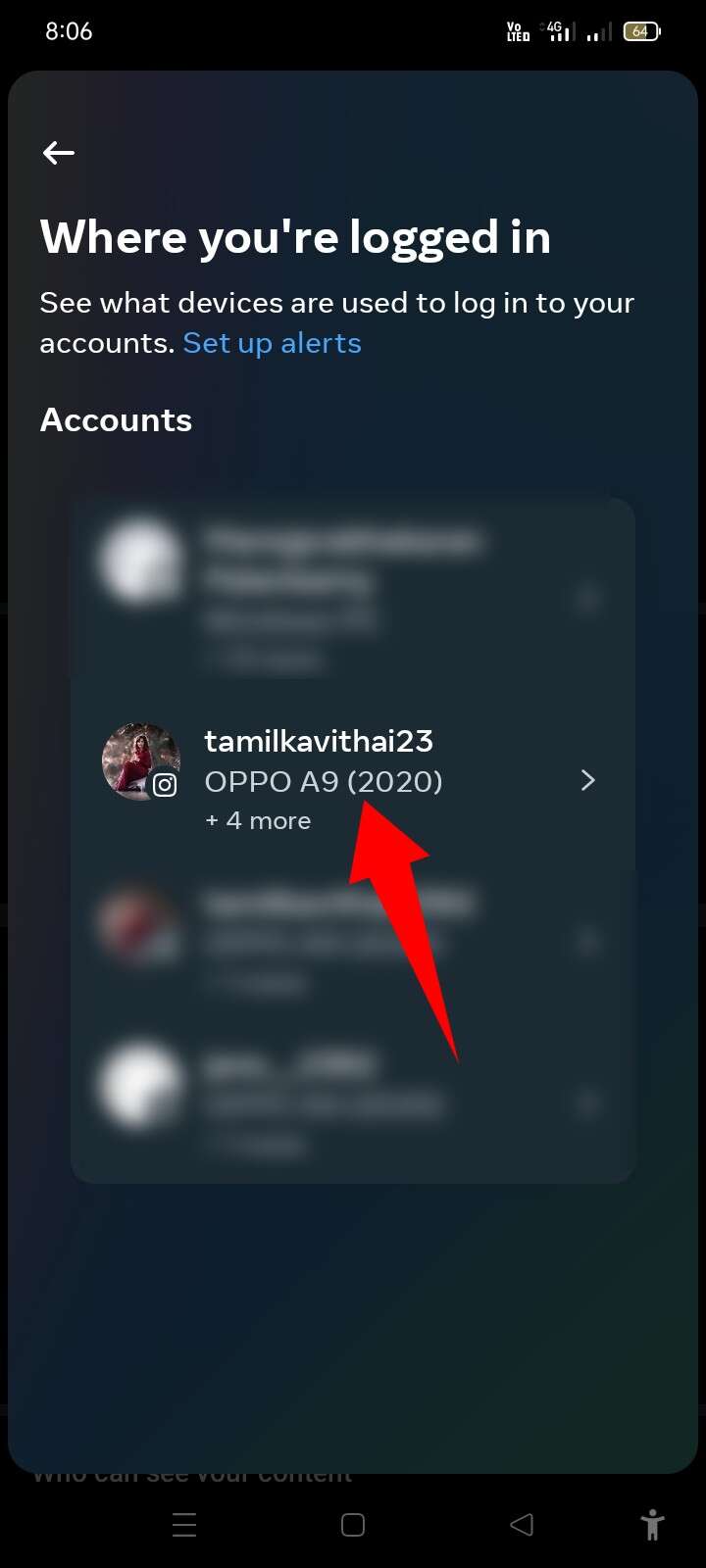Click on device that want to remove from associated Instagram account