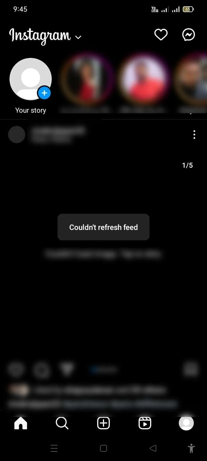 Could not refresh feed issue on Instagram