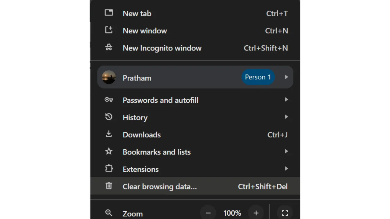 Google chrome clear browsing data option