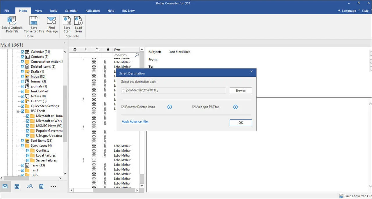 Choose the file format location
